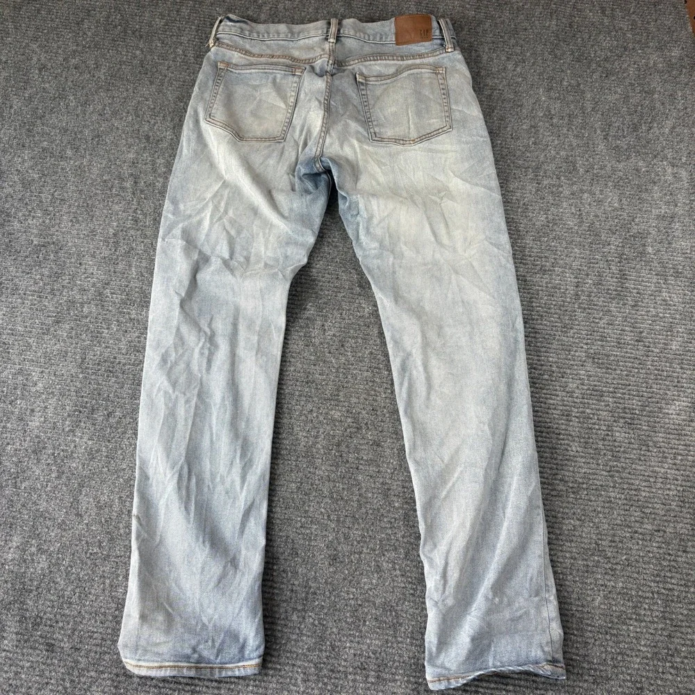 Gap Denim Mens 31x30 Slim Fit Jeans Light Wash Distressed Ripped Knee Denim